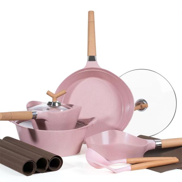 TEMU Jogo de Panelas 15 Peças Indução Gás Conjunto de Panelas,material fundido de alumínio. O revestimento da superfície é de