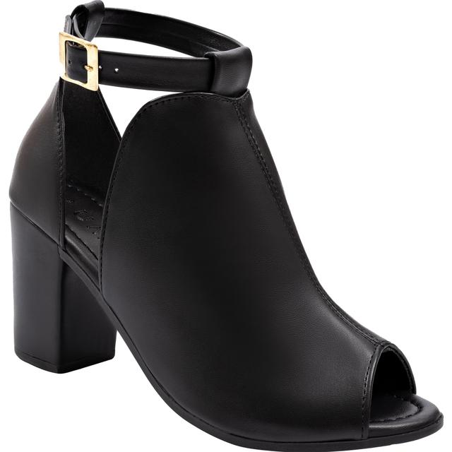 TEMU Sandália Feminina Ankle Boots Fechada Salto Bloco Confortável Fivela Blogueira