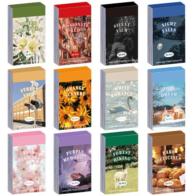 TEMU 12 Sets 600 Sheets Washi Stickers For Journaling, Daily Quote Flower Nature Travel Stickers Vintage Aesthetic Sticker Set For Bullet Journal Art Diary Card Craft Gifts Planner Notebook