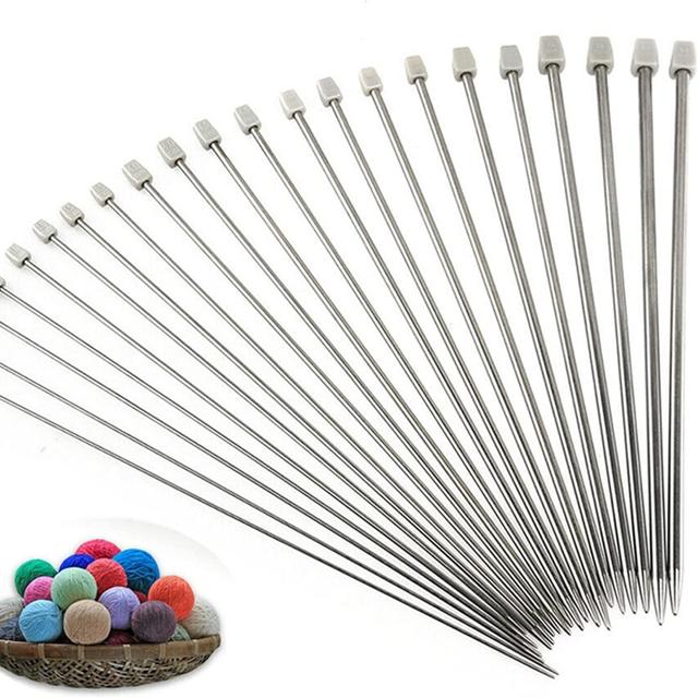 TEMU Set Of Knitting Needles, 11 Pairs Of Stainless Steel Single-point Knitting Needles For Adult Beginners, Extra-long Knitting Needle Set In All Sizes 2-8mm, Golden Wool Needle For Knitting