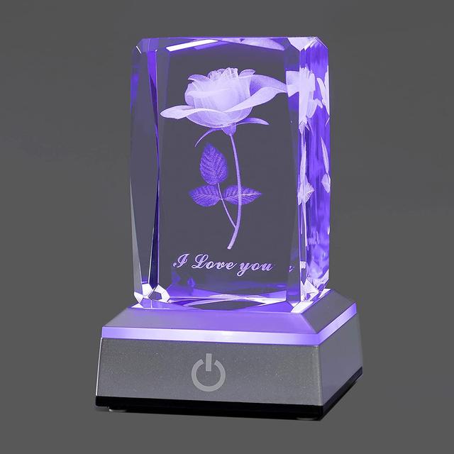 TEMU Lámpara LED de color con cristal 3D, luz nocturna de rosas "", Día de Acción de Gracias, Día de Navidad, Día de la , regalos de para novia, , o , luz para aniversario de de San Valentín