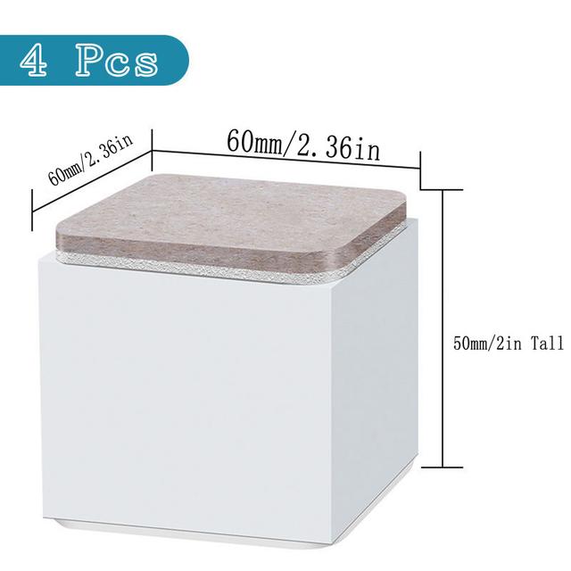 TEMU 4pcs, Round/square Metal Furniture Riser, 2" Height, Heavy Duty Bed Sofa Table Chair Riser, Self Adhesive Feet Riser, White