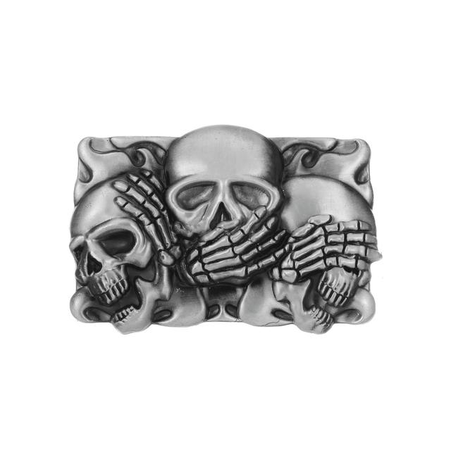 TEMU Men's Western Cowboy Alloy With Skull And Design - Stylish, Trendy Accessory For Casual Attire, White, Unique Accessory | Skull Emblem | Intricate Detailing