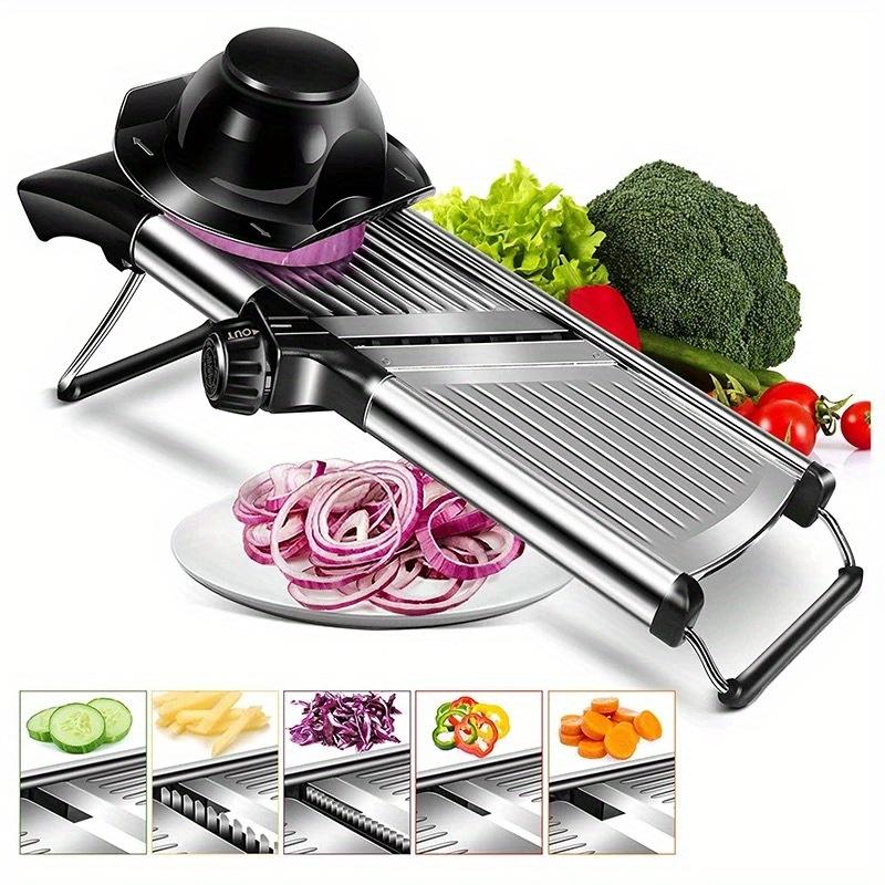 TEMU Stainless Steel Vegetable Slicer With 5 Adjustable Mandoline Slicer Professional Vegetable Onion Potato Grater Kitchen Accessories