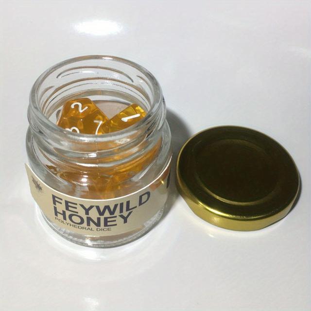 TEMU Zestaw Przezroczystych Złotych Kostek do Gry w Miodzie, 7 Sztuk dla