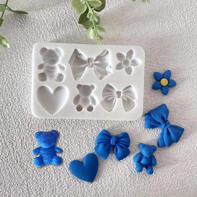 TEMU Bear Heart Bow Chokladform, 3D Silikonform, saker Godisform, Fondantform, För DIY-tårtdekoreringsverktyg, Bakverktyg, Köksprylar, Kökstillbehör, Hemköksartiklar