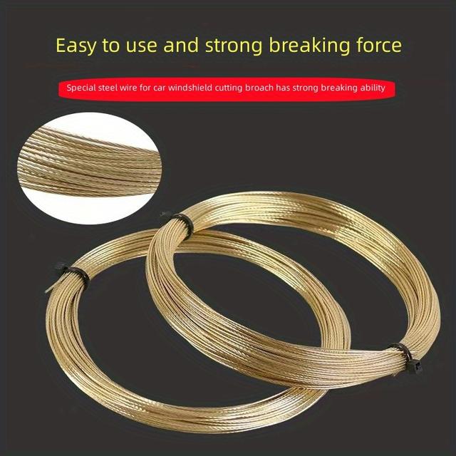 TEMU -meter Steel Wire Rope For Removing And Installing Car Glass, Specifically Designed For Cutting Windshield Adhesive.
