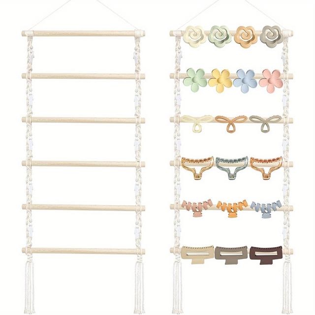 TEMU Hair Accessories Organizer Braid Claw Clip Organizer Holder Store Women's Girl Wall Hanging Decoration For Door Closet Bedroom