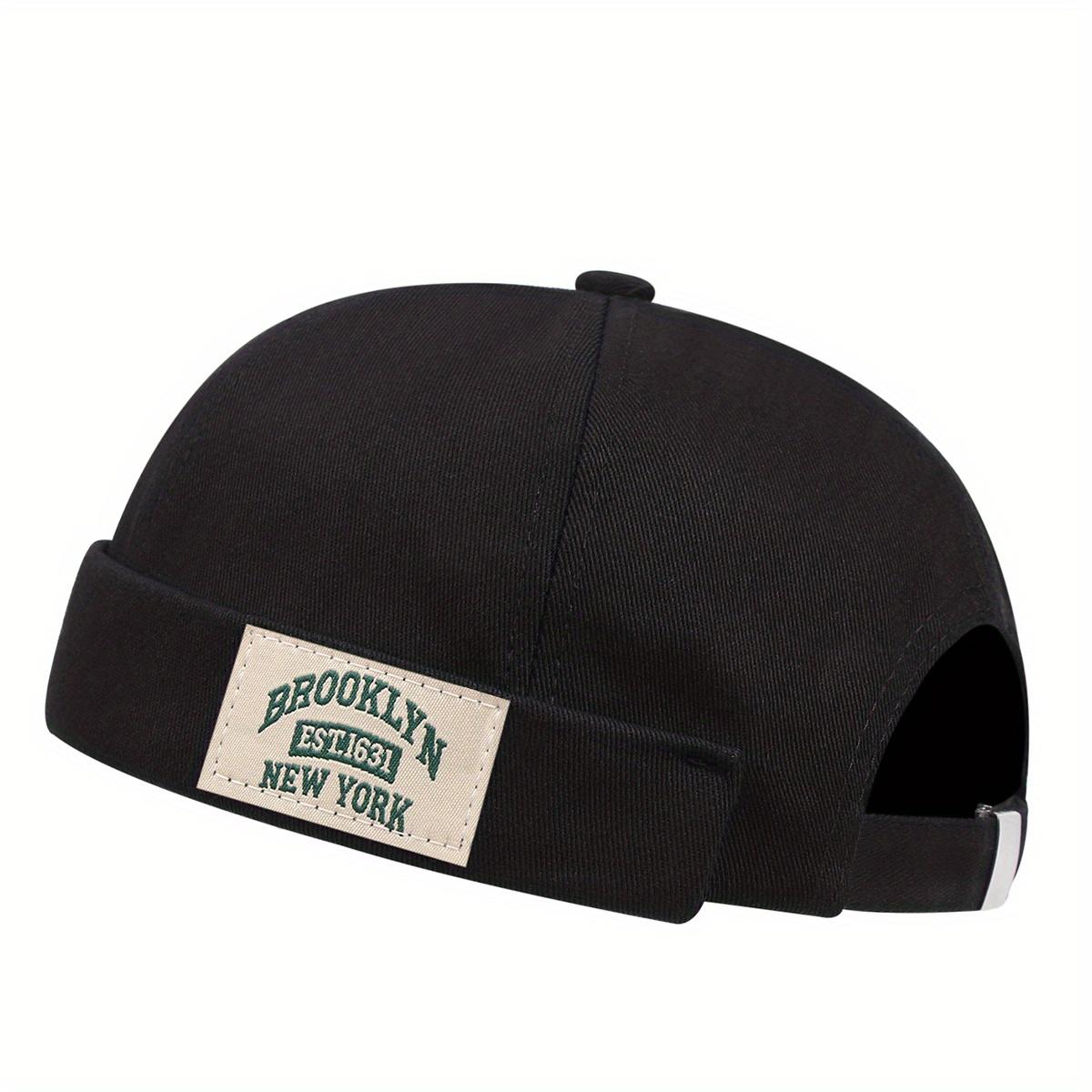 TEMU Brooklyn 1631 Label Docker Unisex Brimless Hats Solid Color Skull Vintage Beanie Rolled Cuff Harbour Hat For Men Women
