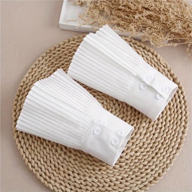 TEMU 1 Pair White Pleated Cuff Wrist Cuff Fake Sleeves Simple Casual Cuffs Costume Accessory
