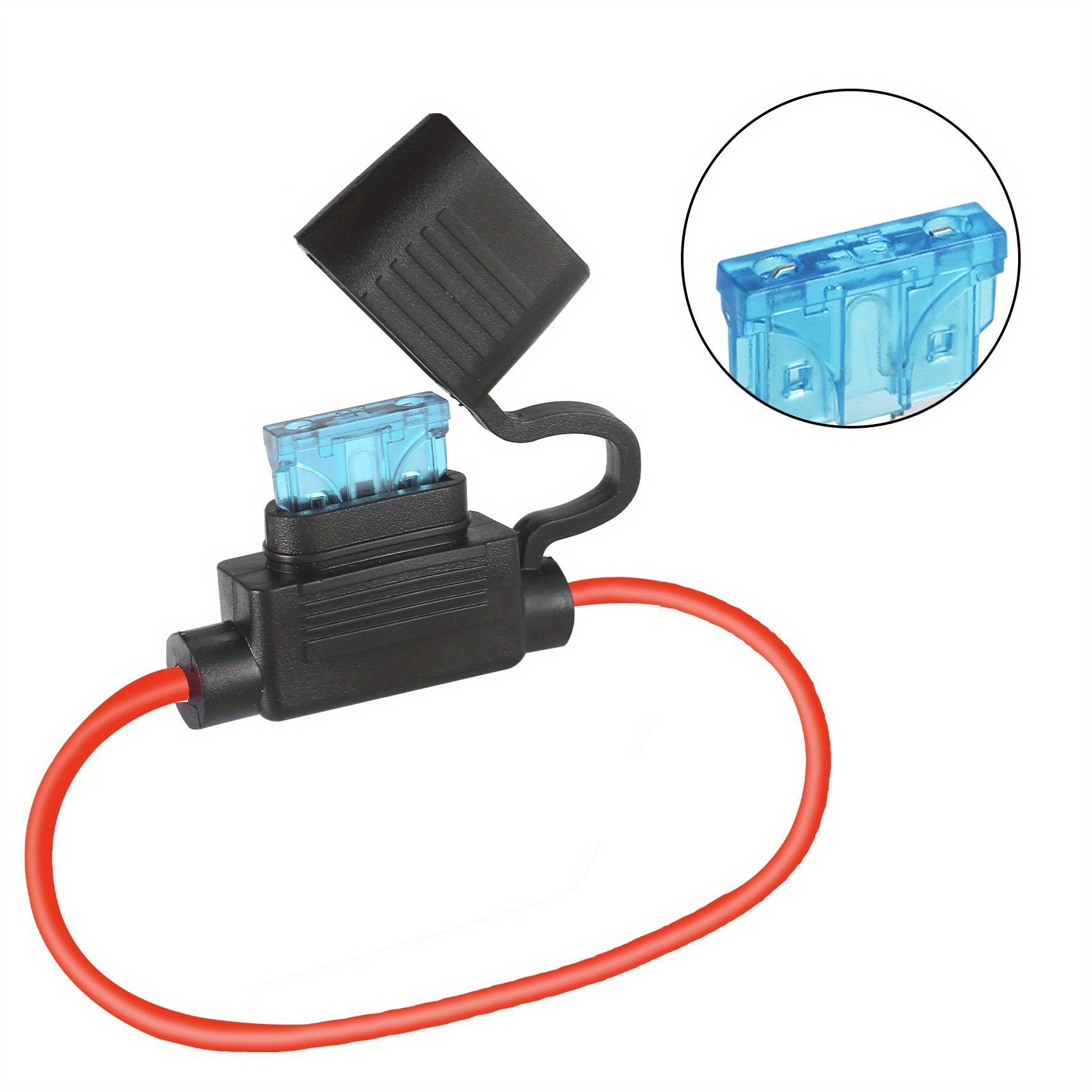 TEMU 1 Pack 14 Awg Inline Fuse Holder 12v - 14awg Standard Fuse Holder With 15a Blade Fuse