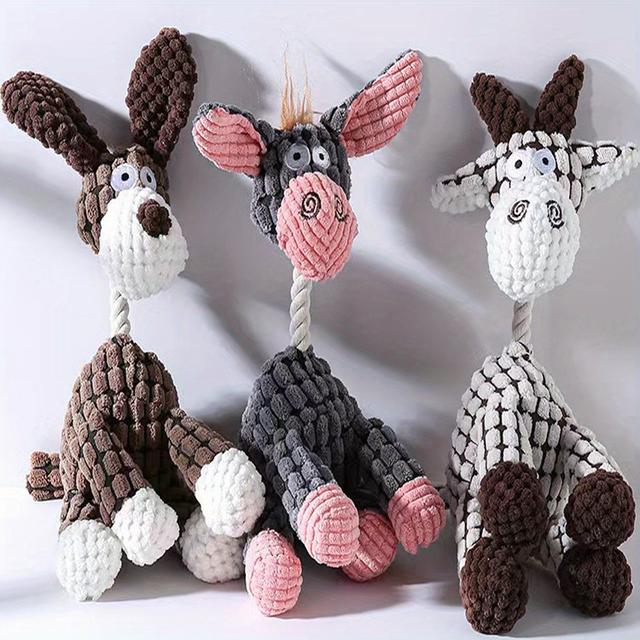 TEMU 1pc Random Color Cartoon Fabric Dog Squeaky Toy With , Soft And Durable For Medium-sized Dogs, Supervised Play Only, Assorted Colors And Patterns, Dog Toys