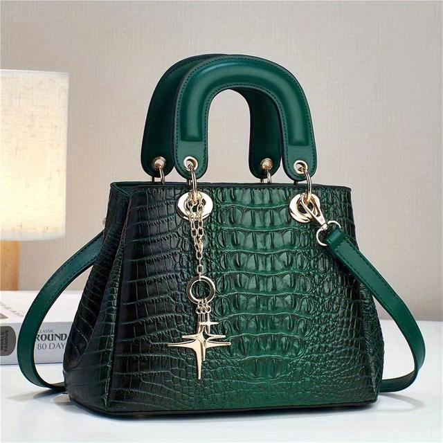 TEMU New Autumn And Winter Crocodile Pattern High-end Tote Bag For Women, Versatile And Stylish, Perfect For Moms, Used As A Shoulder Or Crossbody Bag.