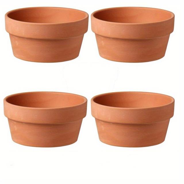 TEMU 4pcs Pots en Cuite Buld 4.5"x2.3" Pots de Fleurs Pot en Poterie d' avec Trou de Drainage Pots de Pépinière pour Cactus et Plantes Succulentes - Idéal pour les Plantes, l'Artisanat