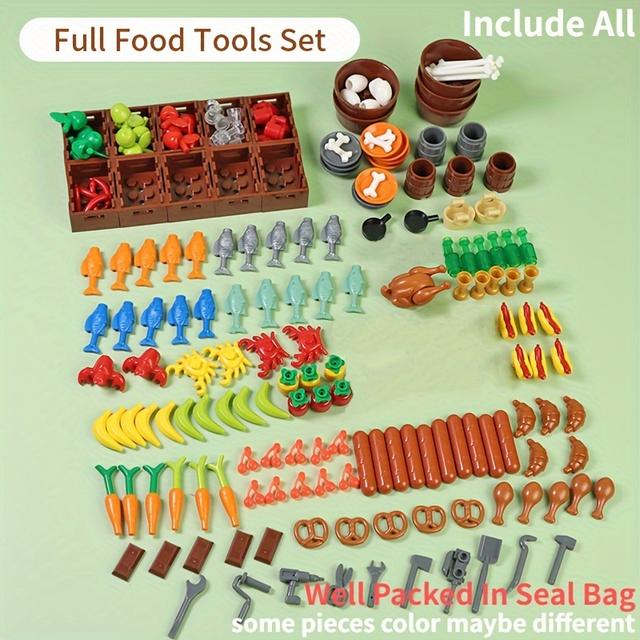 TEMU Ideamoc Város Építőkockák MOC Hamburgi Sültkrumpli Rostélyos Csirke Hot Dog Gyümölcs Alkatrészek Kiegészítő Tömbök Kompatibilis Klasszikus Játékok Ajándék