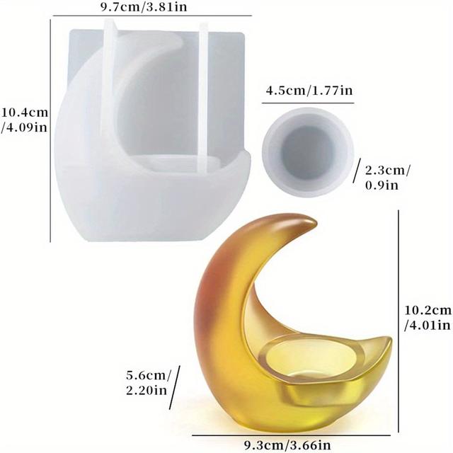 TEMU Silikonform för Ljushållare, 3D Månformad Hartsform, Silikonform för Tealight Smyckeshållare i Månform, Söt Cementbetongform, Epoxyharts Gjutformer för Pysseldekoration