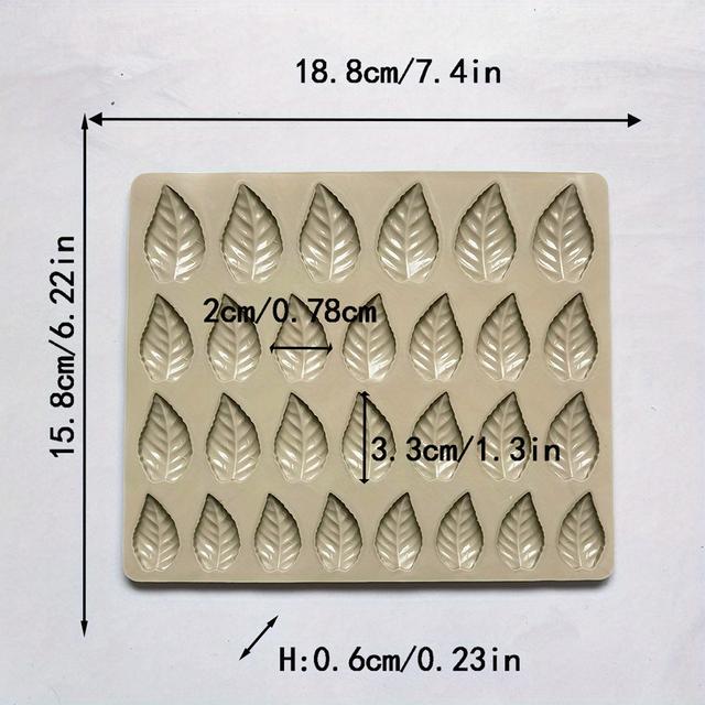 TEMU 1pc Silicone Leaf-shaped Chocolate Mold, 28 Cavities For Candy & Fondant - Diy Baking & Cake Decorating Tool, Kitchen Accessory For Handmade Sweets And Pastries