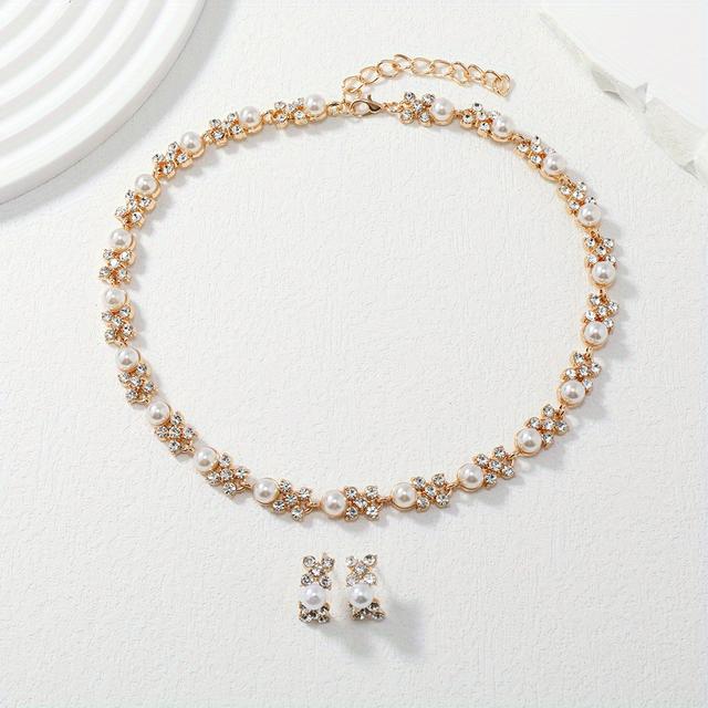 TEMU Conjunto De Joyas Estilo Boho: 1 Par De Pendientes Y 1 Collar Con Forma De Flor, Ideal Para Combinar Con Outfits De Fiesta Y Cóctel.