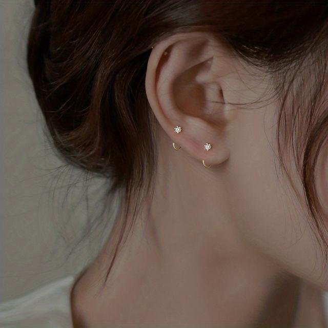 TEMU Six-prong Rhinestone Hook Earrings