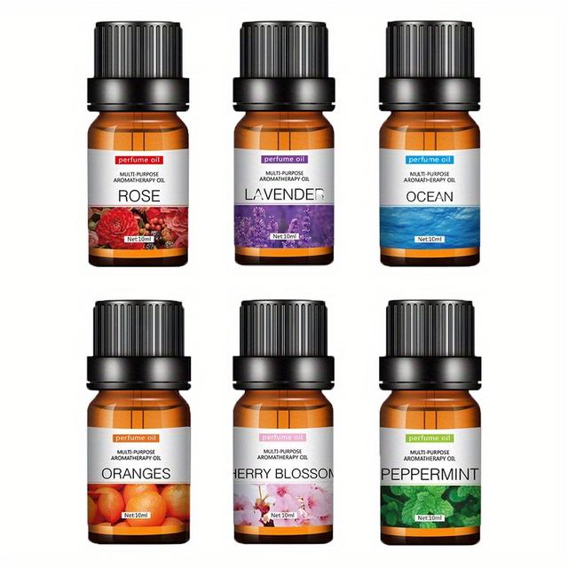 TEMU Each - Premium Essential Oil Set For Diffusers, Humidifiers, Candles & Hair Care - Includes Rose, Ocean, Cherry , Lavender, Jasmine, Sandalwood, , , Lemon, Mint, Mini