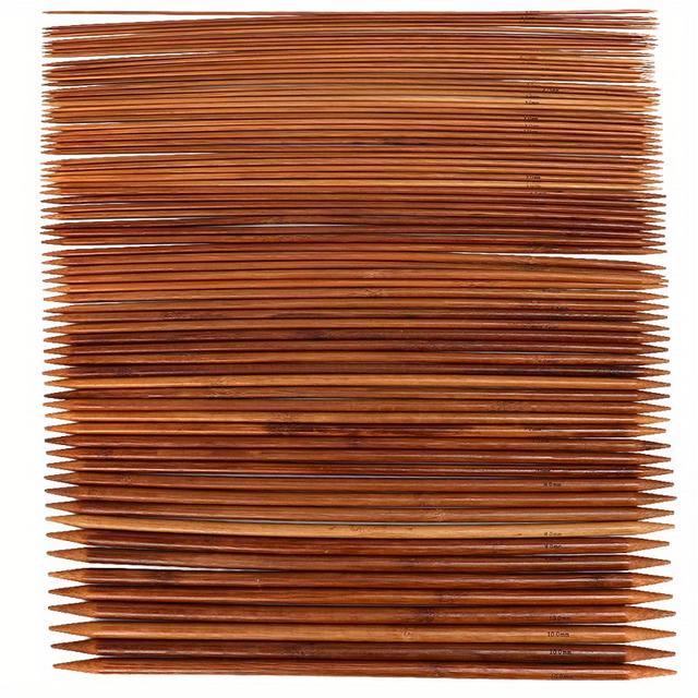 TEMU Bamboo Wooden Knitting Needles Short Straight Needles 20cm Carbonized Double-pointed Bamboo Needles Set Of 15 Sizes Per Pair Of 5