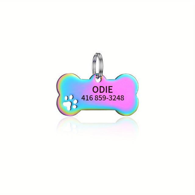 TEMU 1 Custom Pet Id Pendant | Bone-shaped Design + Double-sided Engraving | Suitable For Dogs Daily Wear & Outdoor Travel | Back-to-school Gift | Valentine's Day Gift | New Year Gift