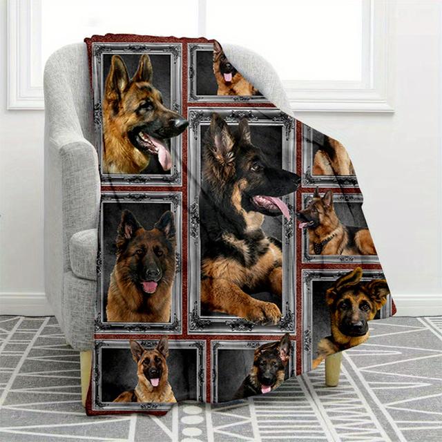 TEMU Soft Cozy Shepherd Print Throw Blanket - Perfect Birthday Gift For Boys, Girls And Adults!