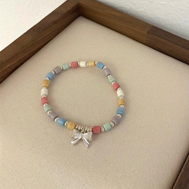 TEMU 925 실버 알라산 스톤 보우노트 팔찌, 스타일의 독특한 디자인, 핸드메이드 팔찌, 여성용 핸드메이드 팔찌, 팔찌, 여성용 팔찌