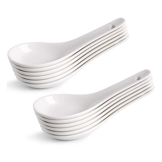 TEMU 5-inch White Soup Spoon Set Of 12