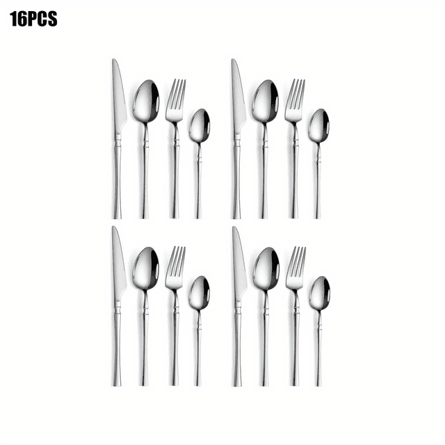 TEMU 16/24pcs Silverware Set Serve For 4/6, Fine Flatware Set, Cutlery Set, Tableware Set With Spoon,fork, Knife, Premium Stainless Steel,mirror Polished,dishwasher Safe(silvery/golden)