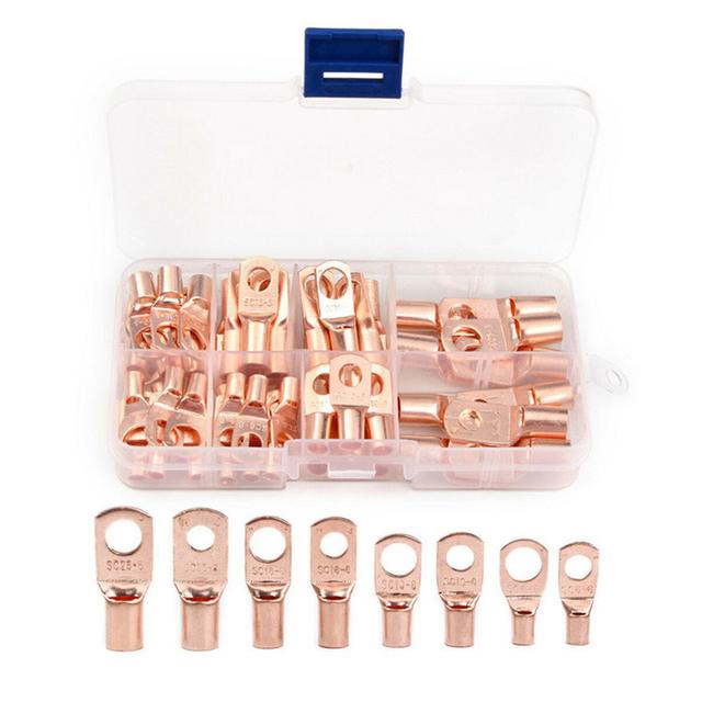 TEMU 60pcs Wire Lug Connector Ring Sc6-25 Copper Connectors Cable Electric Crimp Terminal Connector Kit