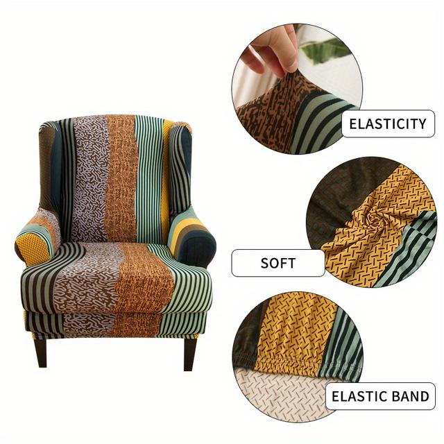 TEMU 2pcs/set Single Seat Back Chair Sofa Cover, High Stretch Spandex Printed Fabric, Home Furniture Protection Decoration Dustproof Sofa Cover