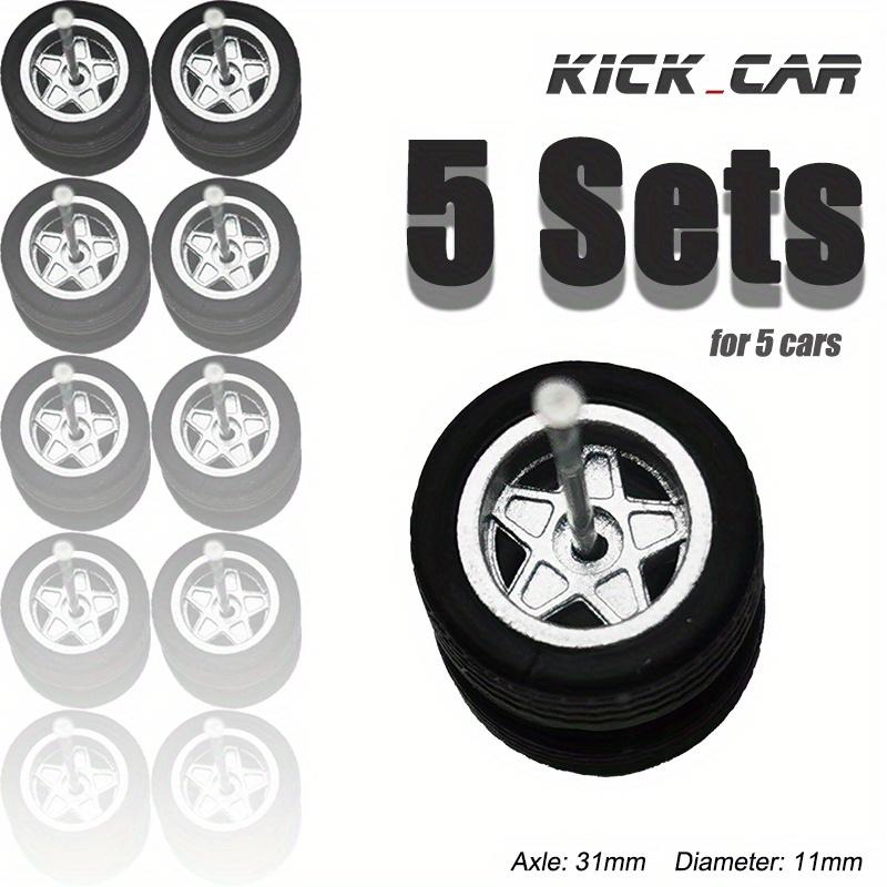 TEMU Kicarmod Model 1/64 Wheels With Rubber Tires Toy Car Diecast Miniature Parts Modified (5 Sets For 5 Cars)