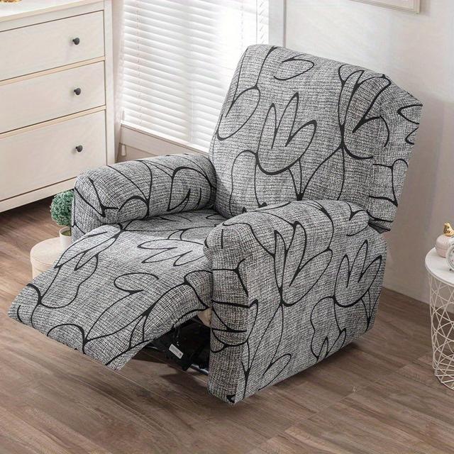 TEMU 4pcs Printed Stretch Sofa Cover Removable Home Recliner Cover Living Room Single Recliner Sofa Cover