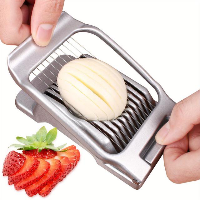 TEMU Stainless Steel Egg Slicer, Kitchen Utensils & Accessories, Must Have Kitchen Items For , Dishwasher Safe, Rust Resistant, Healthy Cooking Tools