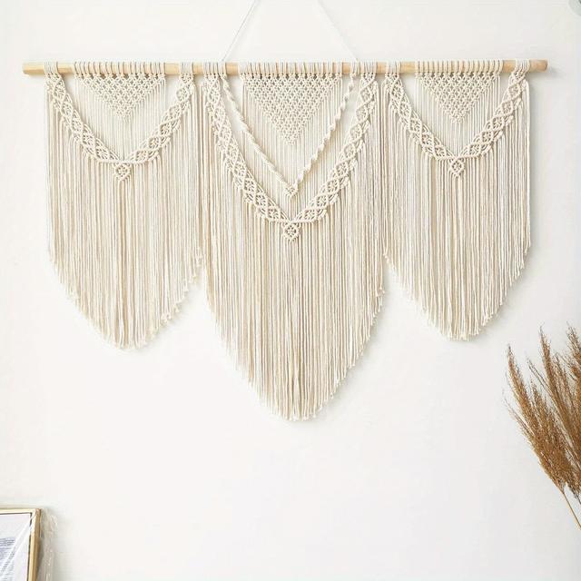 TEMU A Large Macrame Wall Hanging, Perfect For Bohemian Home Decor, Adds A Stylish Touch To Bedrooms, Living Rooms, Apartments, And Dorms. An Ideal Handmade Gift For Christmas