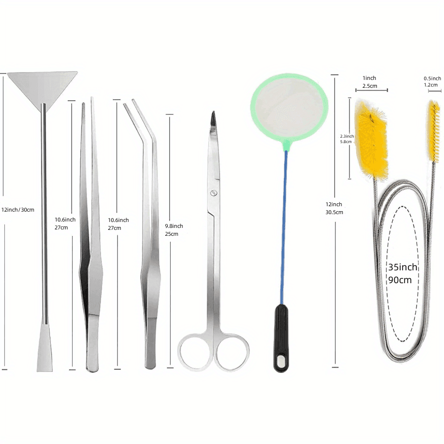 TEMU 7pcs Aquarium Aquascaping Tools Kits,stainless Steel Aquarium Plant Tools Tweezers Scissors Scrapers For Aquarium Tank Clean Fish Tank Tools Sets