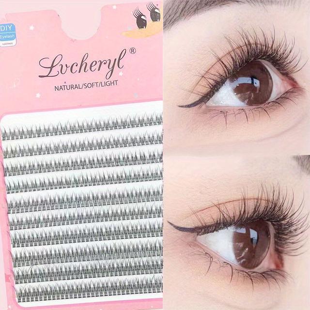 TEMU Lvcheryl 410 piezas 10 Filas Extensiones de Pestañas Individuales de Pez DIY Juego de Extensiones de Pestañas Suaves Kit Profesional Herramienta de Maquillaje 8-12mm