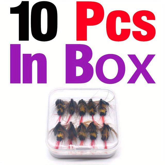 TEMU 10-teiliges Fliegenfischköder-Set, Topwater-Simulation, Wasseroberflächen-Kunstköder, Angelköder, Lebensechte Bienenköder