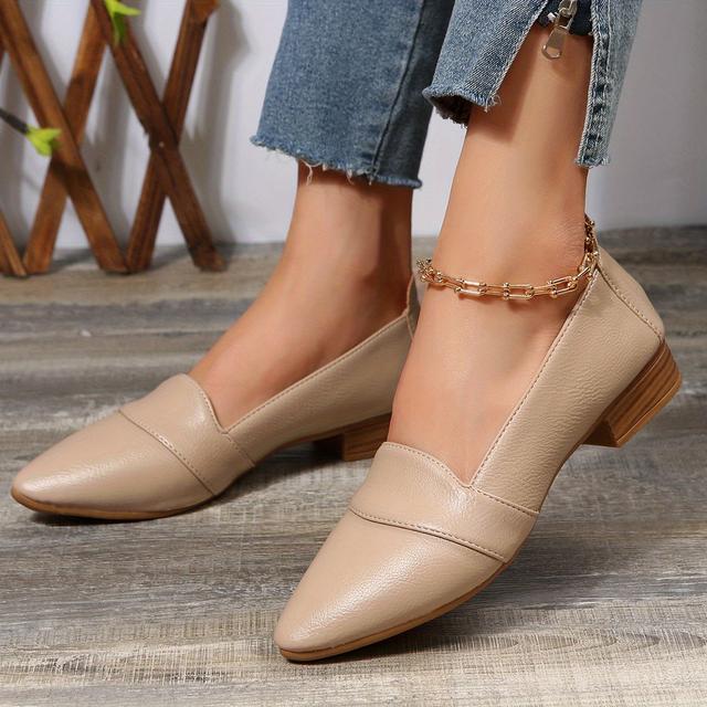 TEMU Women' Slip-on Shallow Mouth Flat Shoes, Solid Sole Comfortable Low Heel Pointed Toe Flat Shoes, Women Shoes