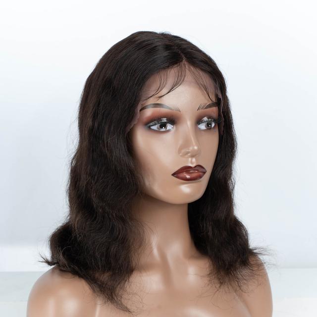 TEMU Bob Wigs Short Human Hair Wigs For Women 14 Inch Body Wave Brazilian Hair Wigs 13x6x1 Natural Black Bob Lace Front Wigs