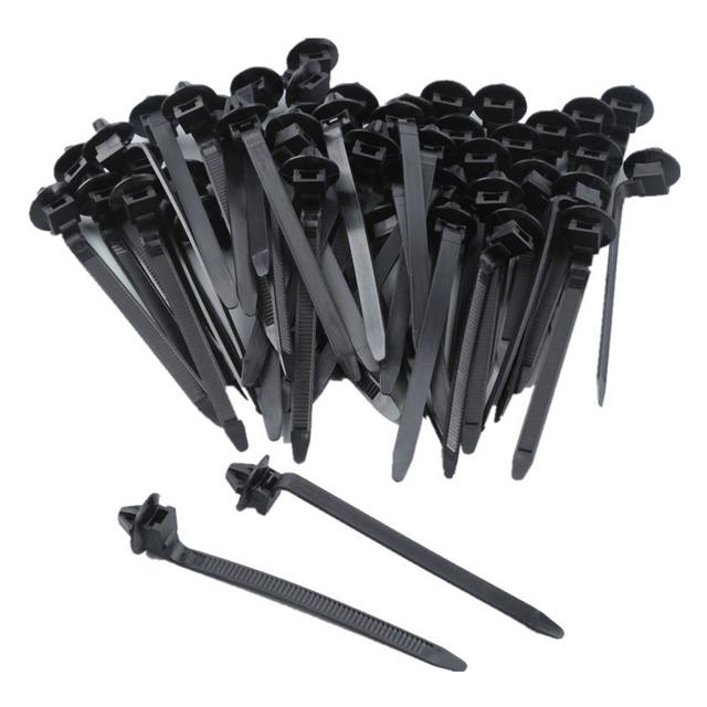 TEMU 50pcs/lot Car Tie Wrap Cable Clips, Universal Fixed Fasteners Fastening Zip Strap Push Mount Wire, Auto Motorcycle Home Accessories