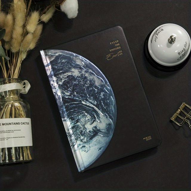 TEMU Cuaderno 3D planetario en relieve con páginas coloridas temáticas , diseño lunar , impresionante cubierta metálica y exquisito