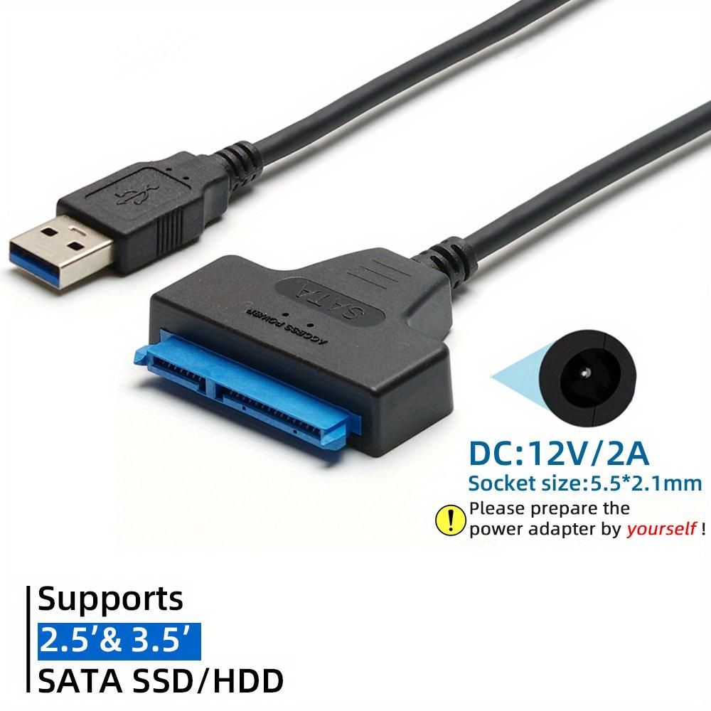TEMU Sata To Usb 3.0 Adapter Cable, External Hard Drive Converter Cable For 2.5" 3.5" Hdd, Ssd With Power Supply