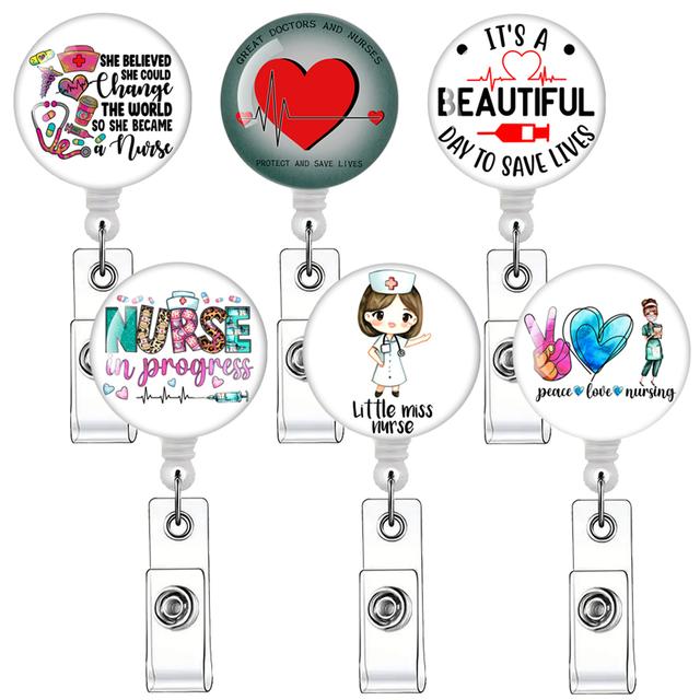 TEMU 6pcs Niedliche Einzigartige Krankenschwestern-Badge-Reel Retractable Badge-Halter Passend Für Krankenschwestern, Ärzte, Lehrer, Und Studenten Geschäftstreffen Schule Büro. 3,2 * 1,28 Zoll