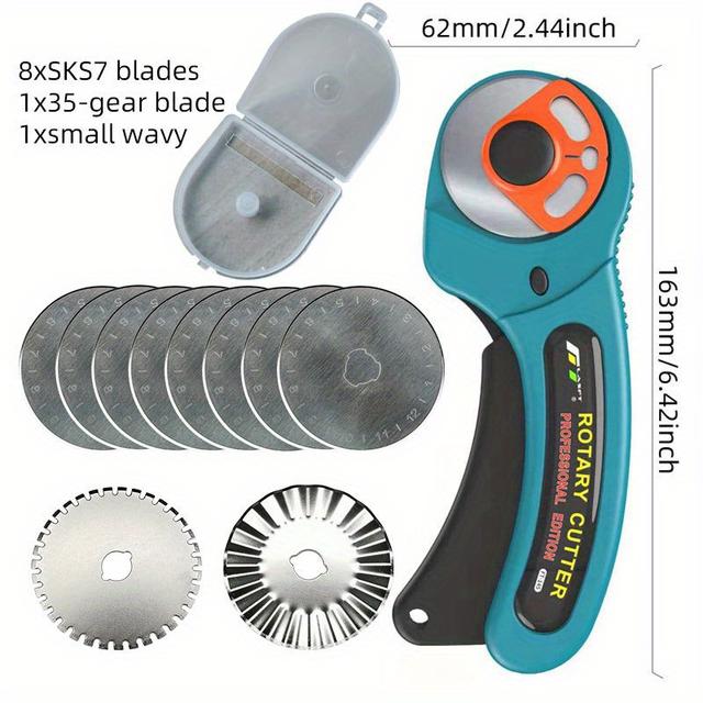 TEMU Ft145 Rotary Cutter 45mm Round Blades Cloth Leather Cutter Manual Diy Paper Cutting Tools Tearing Wavy Edge Cutting