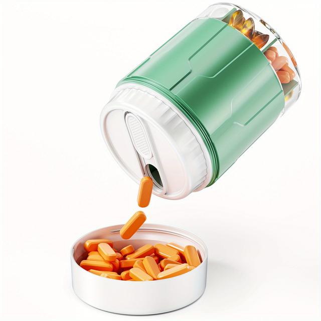 TEMU Supplement Organizer, Pillen Organizer Dispenser, Extra Groot met 7 Compartimenten, Organizer Pillendoos voor een Maand Voorraad, Reiscontainer voor het Opbergen van Pillenflessen.