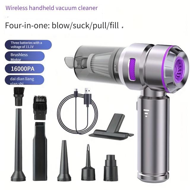 TEMU Car Vacuum Cleaner Wireless Power Display Portable High Suction Three-speed Powerful Handheld Dust Remover Mini Blower