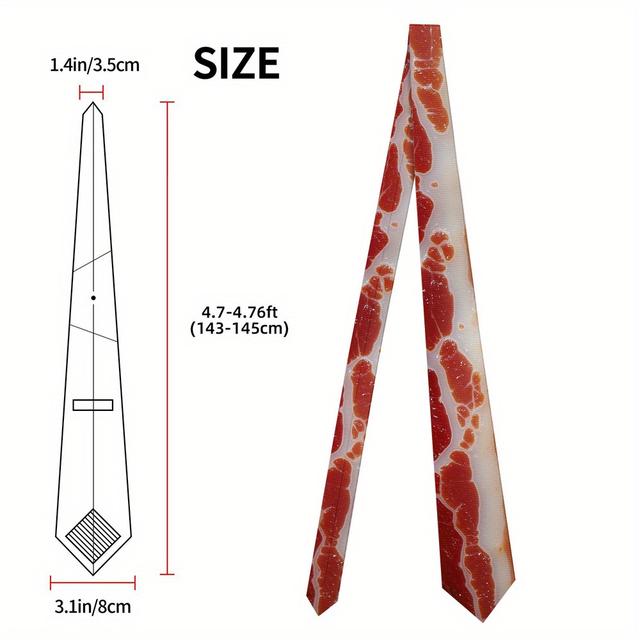 TEMU 1 ks, Pánská kravata s abstraktním potiskem červeného masa, 8 cm široká potištěná kravata, pratelný polyester, skvělý doplněk k denním outfitu, pro poloformální příležitosti dárek pro kolegy