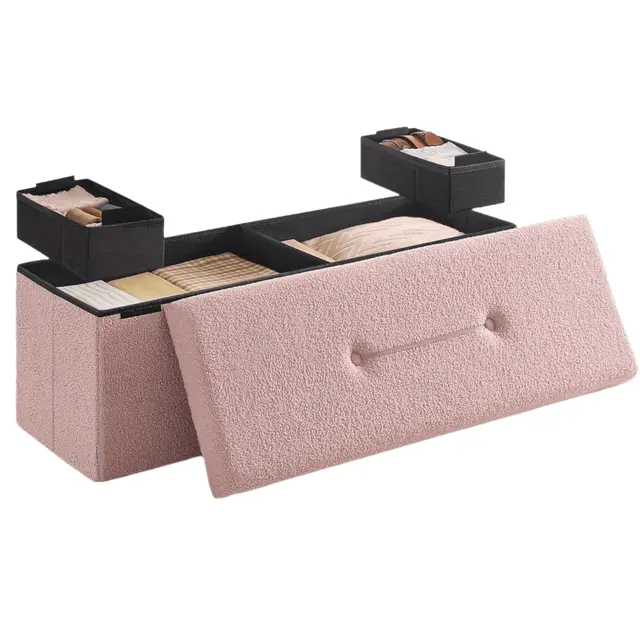 TEMU Storage Ottoman Bench | 43" Large Storage Chest With 15" Height | Foot Rest Stool & End Of Bed Bench | 660lbs Heavy Duty Load | For Living Room, Bedroom & Entryway